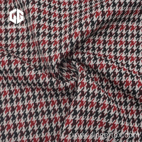 Polyester Houndstooth Jacquard Fabric With Elastane